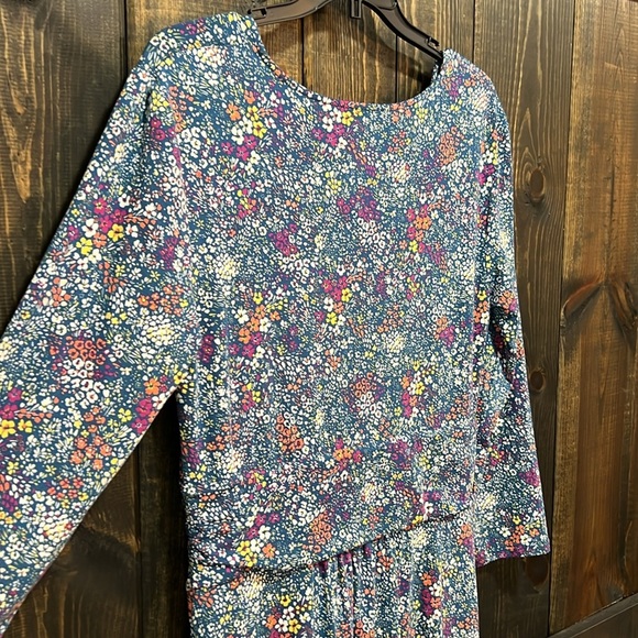 Lands End Floral Midi Dress M Tall Sheath Knot Front Sleeves Cottagecore Boho - Picture 8 of 13